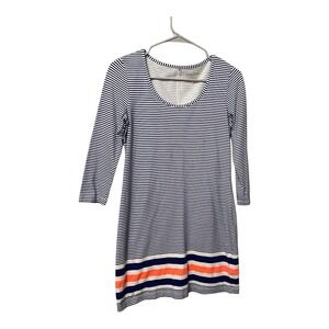 Lilly Pulitzer Striped 3/4 Sleeve Cotton Shift Dress Coral Navy White Size Small